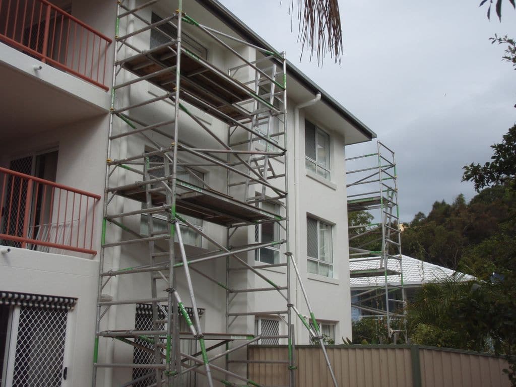 Scaffolding installed in a house complex to do external maintenance