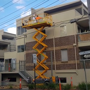 Exterior Painting in a Scissor Lift